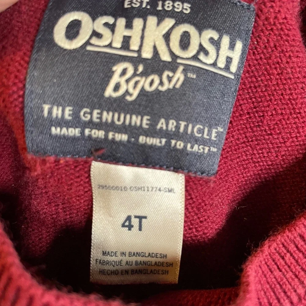 OshKosh B'gosh Boys Red Ninja Graphic Knit Pullover Sweater Size 4T